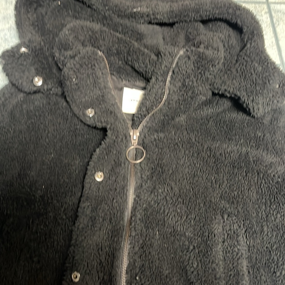 Aeropostale fuzzy Sherpa black bomber jacket - Picture 3 of 4